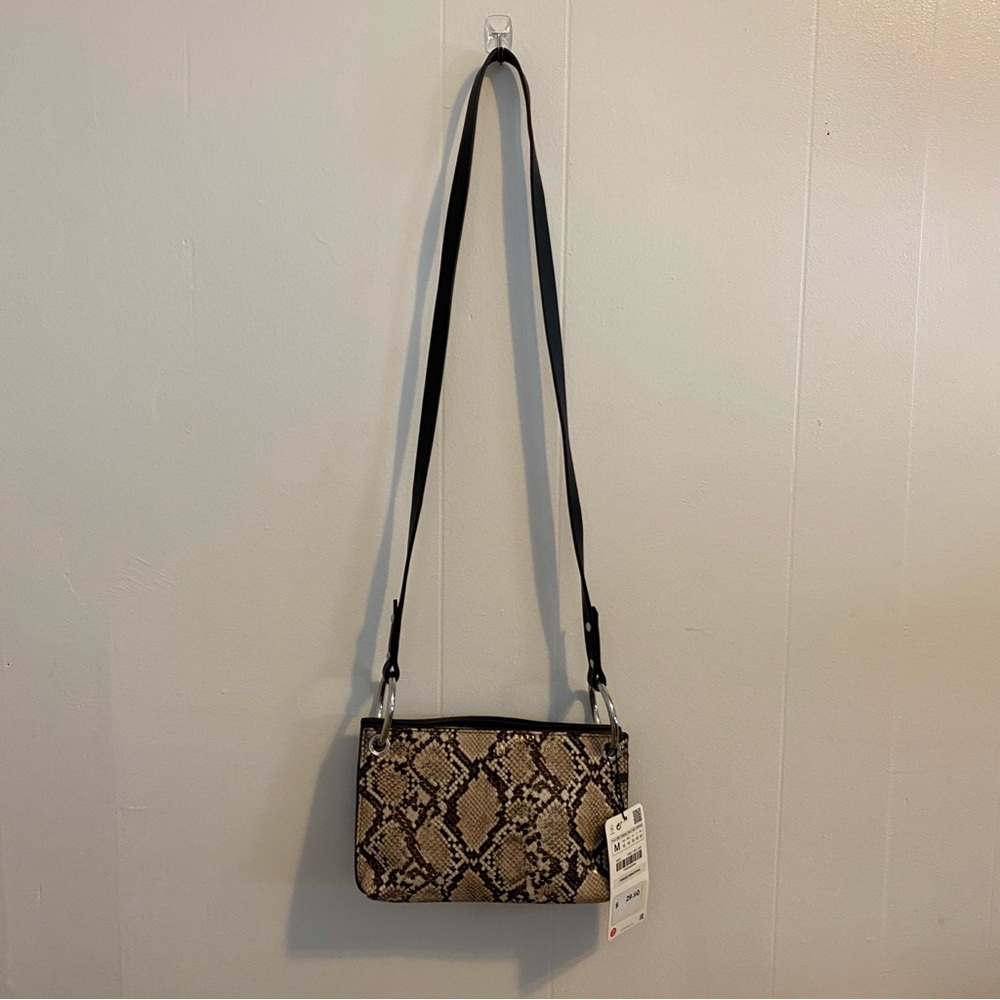 Zara Snakeskin 3 Part Wallet Style Crossbody Bag
